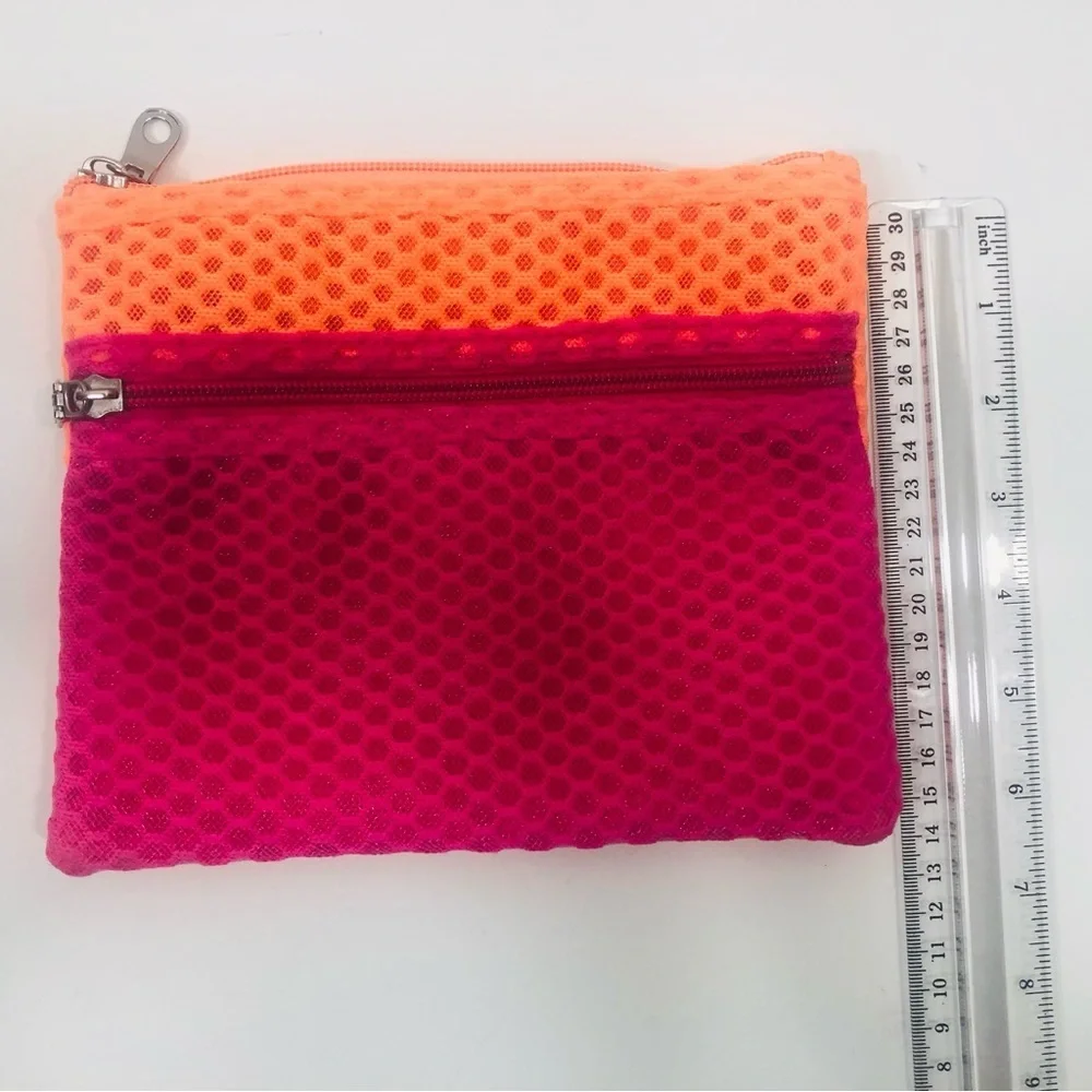 Pink/Orange Color block cosmetic bag